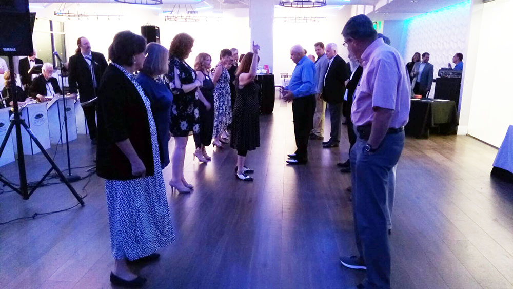 Guests lining up to learn swing dancing